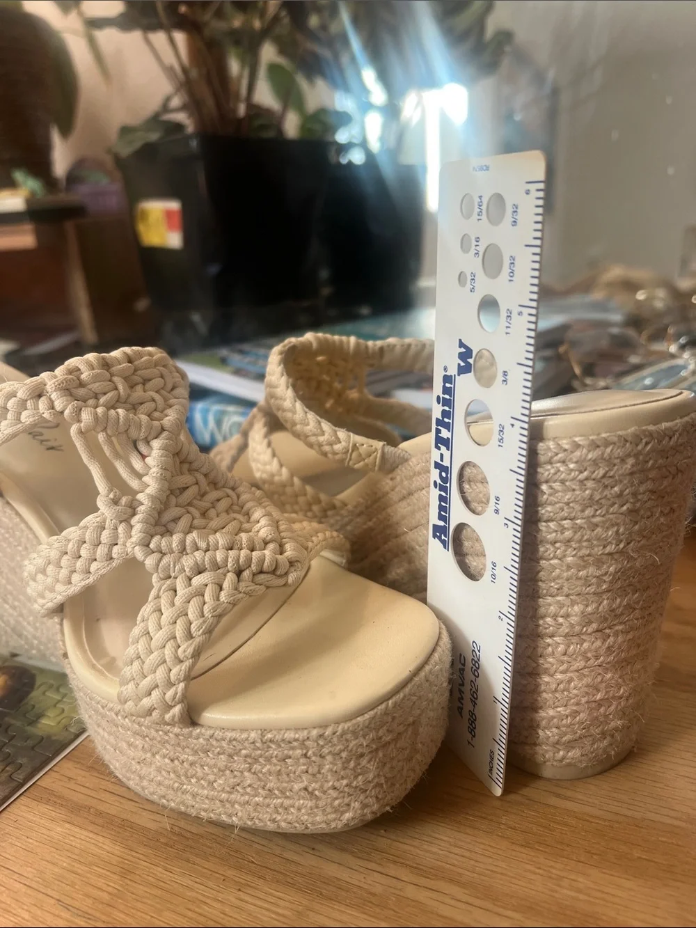 Braided Cream Wedge Sandals for Women - Neutral Slip-On